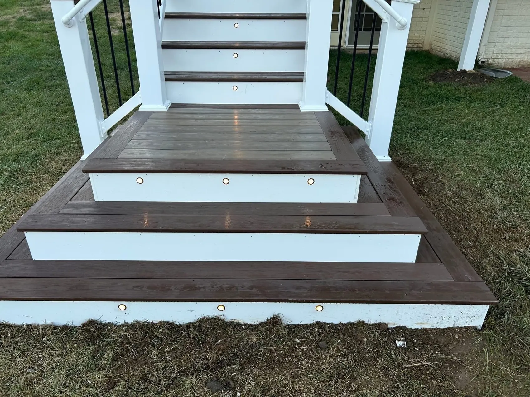 Detail of a composite deck landing and the steps leading off it